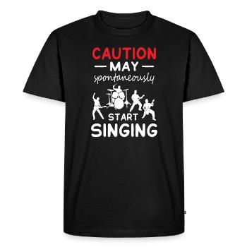 La prudence peut commencer à chanter - T-shirt Premium bio Homme - noir - Devant - Nico (187cm)