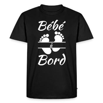 Bébé à Bord Annonce Naissance Bébé Future Maman - T-shirt Premium bio Homme - noir - Devant - Nico (187cm)