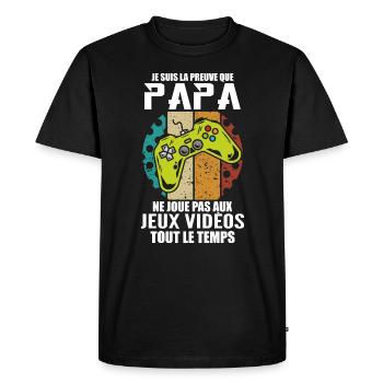 Proof that Dad doesn't play video games - Men's Premium Organic T-Shirt - black - Front - Nico (187cm)