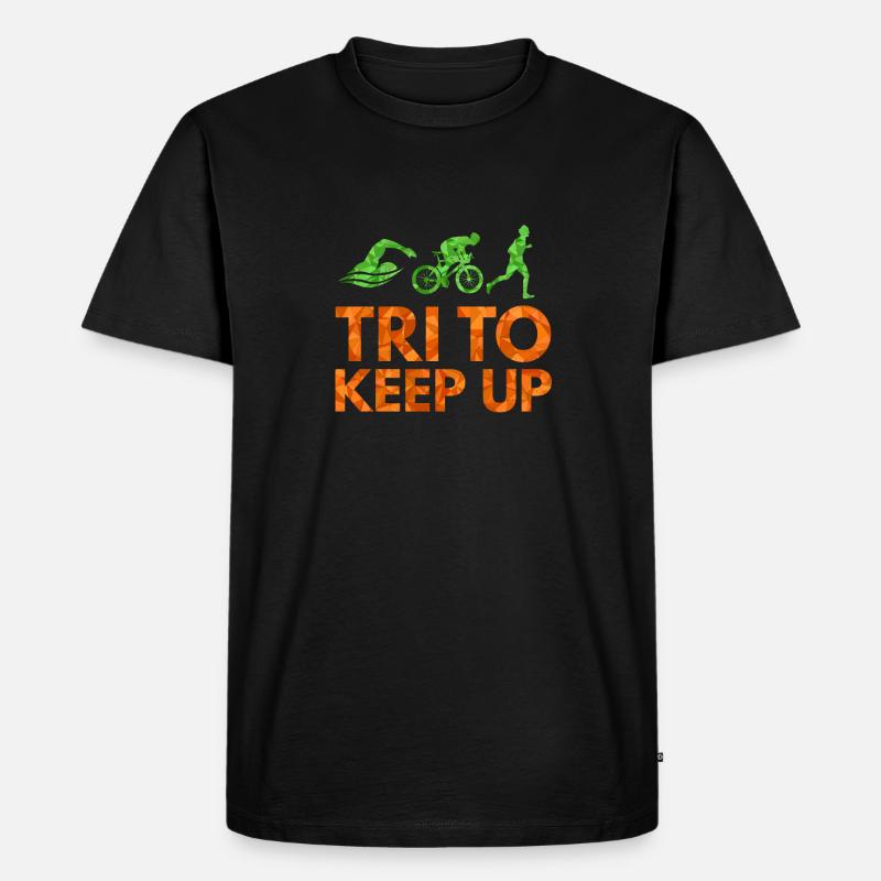 Tri to Keep up! - Männer Premium Bio T-Shirt - Schwarz