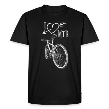 Experience trail adventures with stylish MTB outfits! - Men's Premium Organic T-Shirt - black - Front - Nico (187cm)