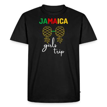 Jamaica Girls Trip 2023 group matching, green text - Men's Premium Organic T-Shirt - black - Front - Nico (187cm)