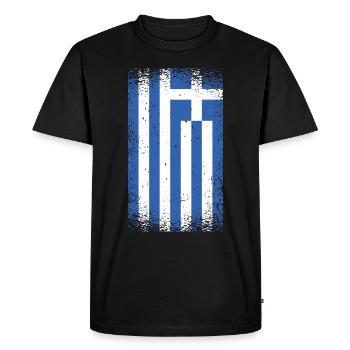 Greece Flag Used Look Athens Hellas Vintage - Men's Premium Organic T-Shirt - black - Front - Nico (187cm)