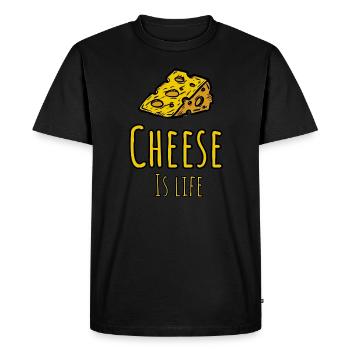 Cheese is life | Funny Gift For Cheese lovers - Men's Premium Organic T-Shirt - black - Front - Nico (187cm)