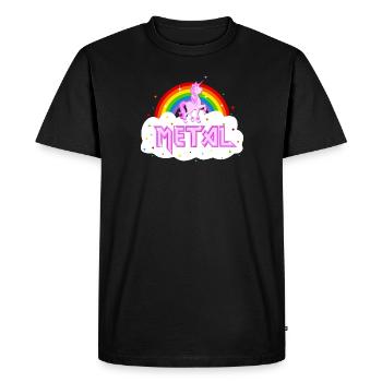 metal music heavy unicorn rainbow funny - Men's Premium Organic T-Shirt - black - Front - Nico (187cm)