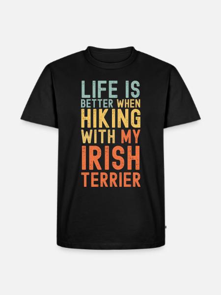 Irish Terrier Hiking dog retro - Men's Premium Organic T-Shirt - black