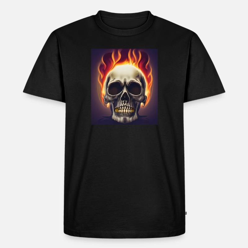Schädel-Feuer - Männer Premium Bio T-Shirt - Schwarz