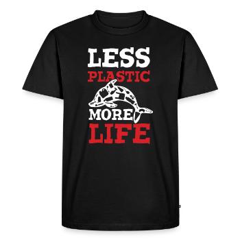 Le plastique sauve l’océan - T-shirt Premium bio Homme - noir - Devant - Nico (187cm)