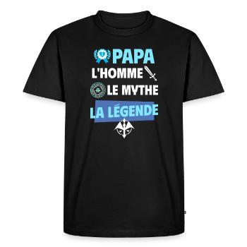 Papa homme mythe légende. - T-shirt Premium bio Homme - noir - Devant - Nico (187cm)