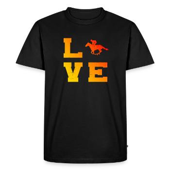 Cavaliers femmes Équitation Sport équestre Saut d’obstacles - T-shirt Premium bio Homme - noir - Devant - Nico (187cm)