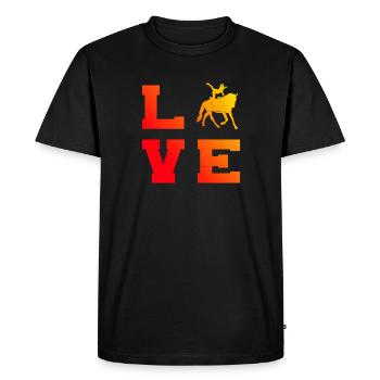 Équitation, exercices d’équilibre, saut en équipe - T-shirt Premium bio Homme - noir - Devant - Nico (187cm)