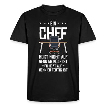 Le patron s’arrête quand le PDG est prêt - T-shirt Premium bio Homme - noir - Devant - Nico (187cm)