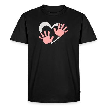 Empreinte de main de cœur de bébé - T-shirt Premium bio Homme - noir - Devant - Nico (187cm)