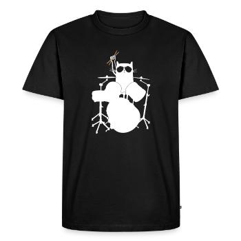 Drummer Drums Drumming Cat Schlagzeuger - Men's Premium Organic T-Shirt - black - Front - Nico (187cm)