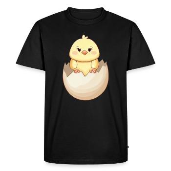 Poussin kawaii mignon, éclosion de la coquille d’œuf - T-shirt Premium bio Homme - noir - Devant - Nico (187cm)