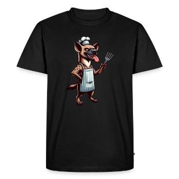 Chef hyène au barbecue d’été Grill - T-shirt Premium bio Homme - noir - Devant - Nico (187cm)