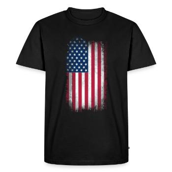 Usé USA Flag - T-shirt Premium bio Homme - noir - Devant - Nico (187cm)