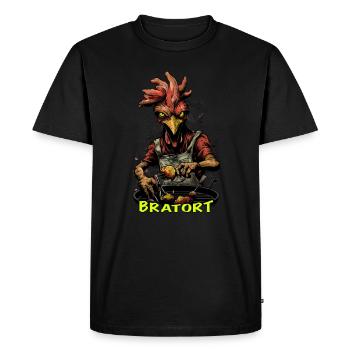 Chemise d’anniversaire à bras grillé grill de poulet - T-shirt Premium bio Homme - noir - Devant - Nico (187cm)