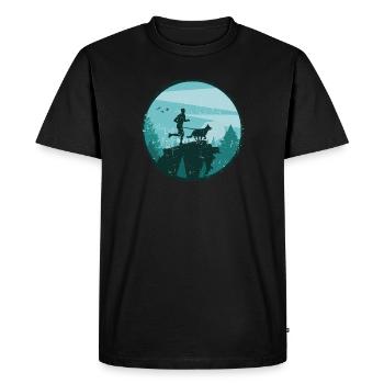 Course de canicross de cross-country avec chien Coureur de Canicross - T-shirt Premium bio Homme - noir - Devant - Nico (187cm)