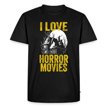 I love Horror Movies - Horror House Illustration - Men's Premium Organic T-Shirt - black - Front - Nico (187cm)