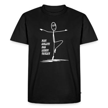 Man sollte das Leben tanzen - Männer Premium Bio T-Shirt - Schwarz - Vorne - Nico (187cm)