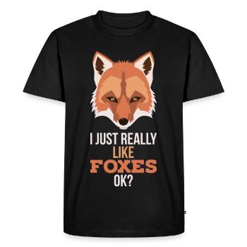 J’aime beaucoup les renards Ok Red Fox Saying - T-shirt Premium bio Homme - noir - Devant - Nico (187cm)