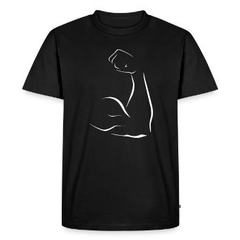 Bras Biceps Muscle Muscles Symbole gym FItness icône - T-shirt Premium bio Homme - noir - Devant - Nico (187cm)