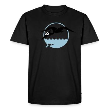 Ptérosaures poursuivent des poissons, dino, dragon - T-shirt Premium bio Homme - noir - Devant - Nico (187cm)