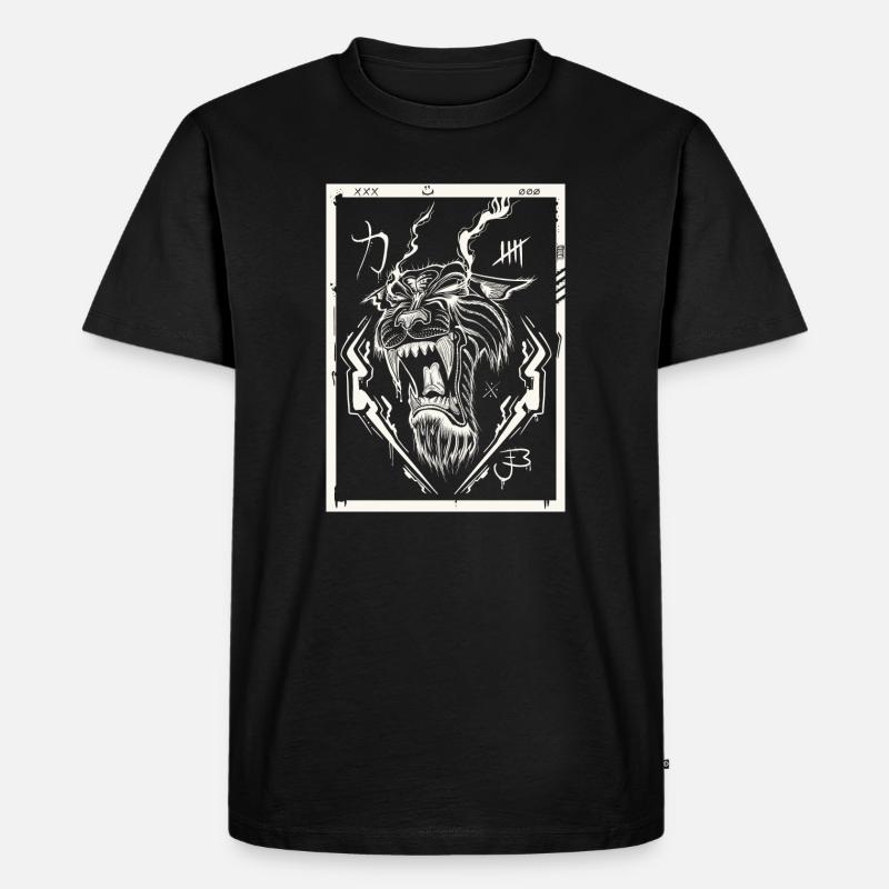 Tiger white - Männer Premium Bio T-Shirt - Schwarz