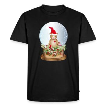 Belle boule à neige nostalgique avec ours en peluche - T-shirt Premium bio Homme - noir - Devant - Nico (187cm)