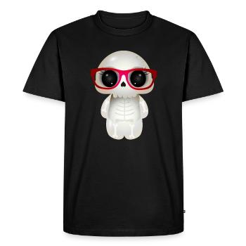 Crâne mignon avec des lunettes de nerd rouges - T-shirt Premium bio Homme - noir - Devant - Nico (187cm)