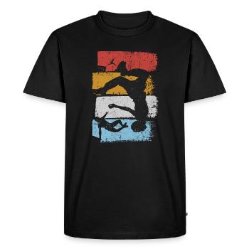 Silhouette du plongeur couchant de rayures - T-shirt Premium bio Homme - noir - Devant - Nico (187cm)