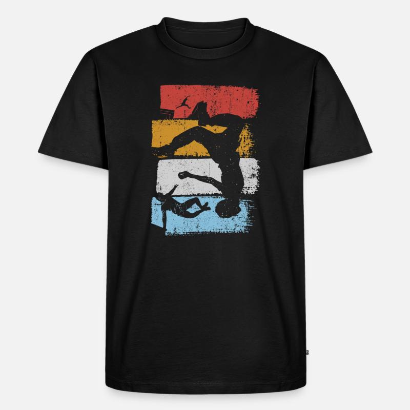 Stripes Sunset Diver Silhouette - Männer Premium Bio T-Shirt - Schwarz