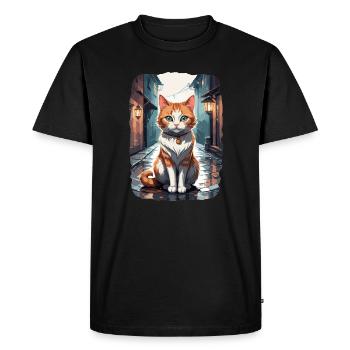 Chats mignons dans une ruelle de rue - T-shirt Premium bio Homme - noir - Devant - Nico (187cm)