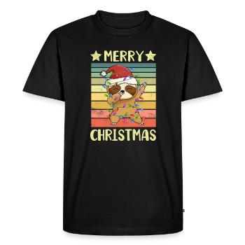Joyeux Noël paresseux - T-shirt Premium bio Homme - noir - Devant - Nico (187cm)