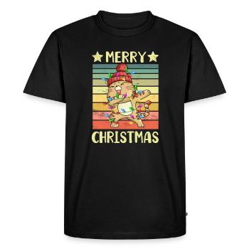 Merry Christmas Cat - Men's Premium Organic T-Shirt - black - Front - Nico (187cm)