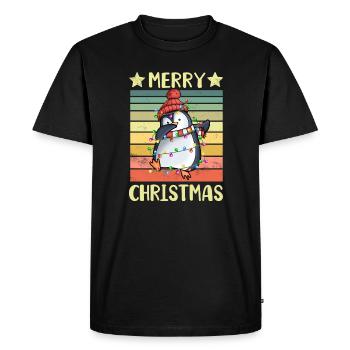 Merry Christmas Penguin - Men's Premium Organic T-Shirt - black - Front - Nico (187cm)