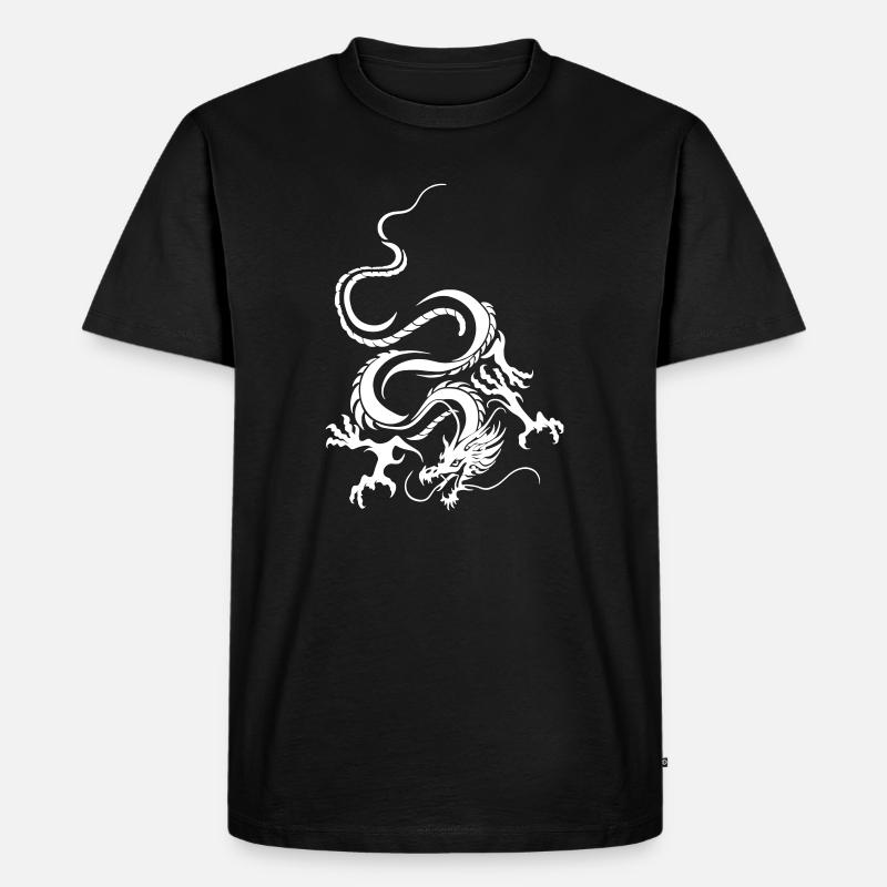 Dragon Blanc Art graphique complexe - T-shirt Premium bio Homme - noir