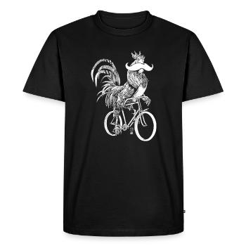 Rooster & Bicycles - white version - Men's Premium Organic T-Shirt - black - Front - Nico (187cm)