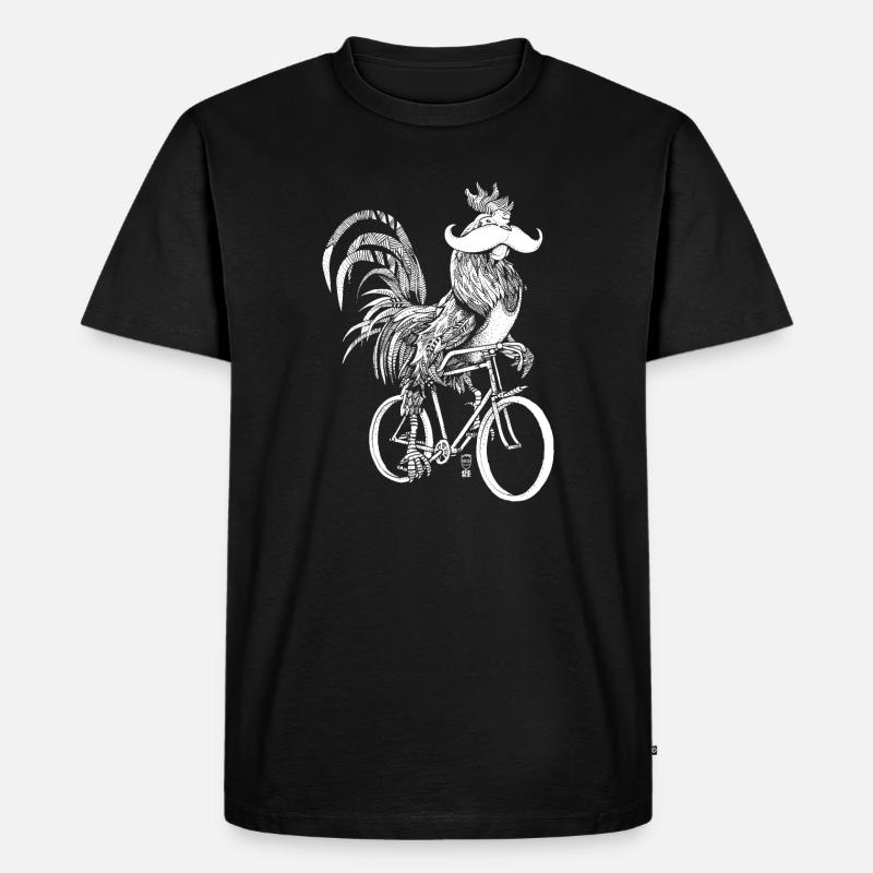 Rooster & Bicycles - white version - Men's Premium Organic T-Shirt - black