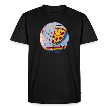 Grafiti de planche à roulettes Pizza Slice - T-shirt Premium bio Homme - noir - Devant - Nico (187cm)