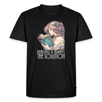 Book Books Reading Wife Solution Funny Gift - Men's Premium Organic T-Shirt - black - Front - Nico (187cm)