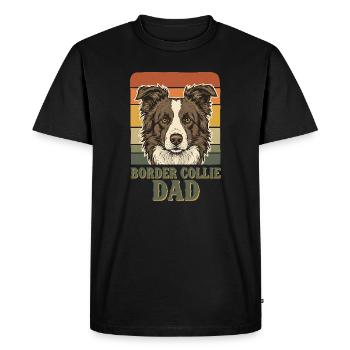 Border Collie Dad Portrait Retro Dog Dad - Men's Premium Organic T-Shirt - black - Front - Nico (187cm)