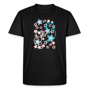 Retro Star Cats Kids 60s - Men's Premium Organic T-Shirt - black - Front - Nico (187cm)