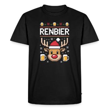 Beer Mug Reindeer Christmas - Men's Premium Organic T-Shirt - black - Front - Nico (187cm)