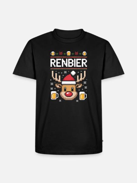 Beer Mug Reindeer Christmas - Men's Premium Organic T-Shirt - black