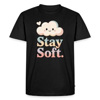 Restez doux – Nuage vintage - T-shirt Premium bio Homme - noir - Devant - Nico (187cm)