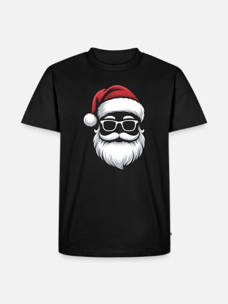 Weihnachtsmann mit Schnurrbart Brille - Männer Premium Bio T-Shirt - Schwarz