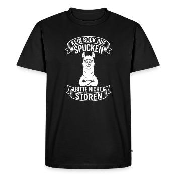Alpaca Saying No Spitting - Men's Premium Organic T-Shirt - black - Front - Nico (187cm)