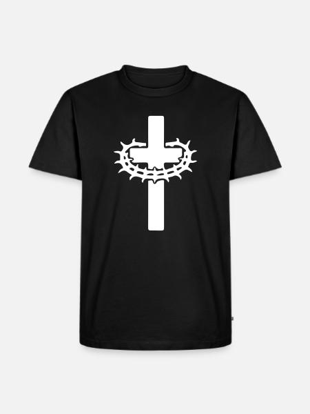 Kreuz Dornenkrone Jesus - Männer Premium Bio T-Shirt - Schwarz